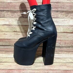 UNIF Black Leather Salam Platform Boots